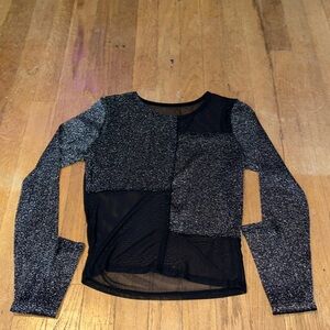 Amazon black color block mesh long sleeve